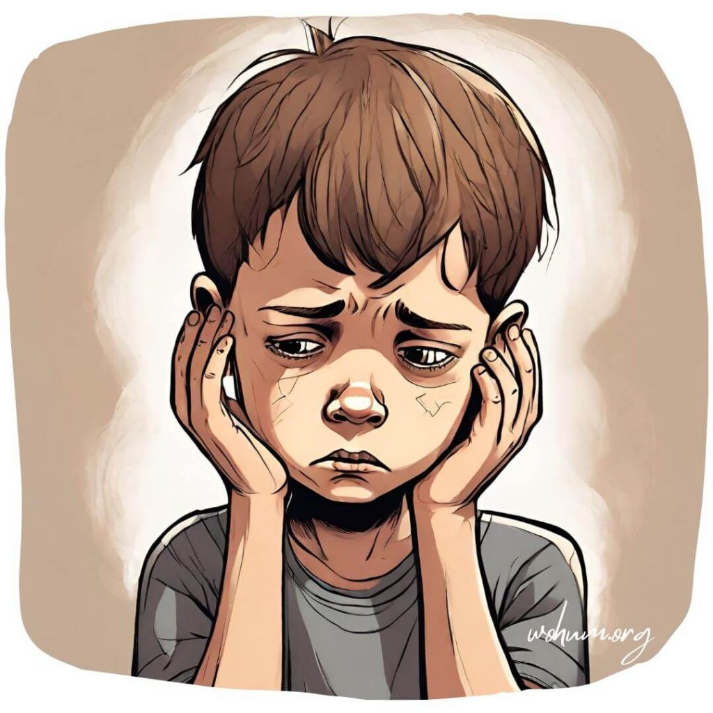 a digital art of a child with autism covering his ears because of sensory issue, an early sign of autism