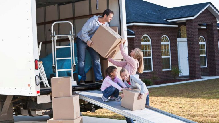 children helping moving parents