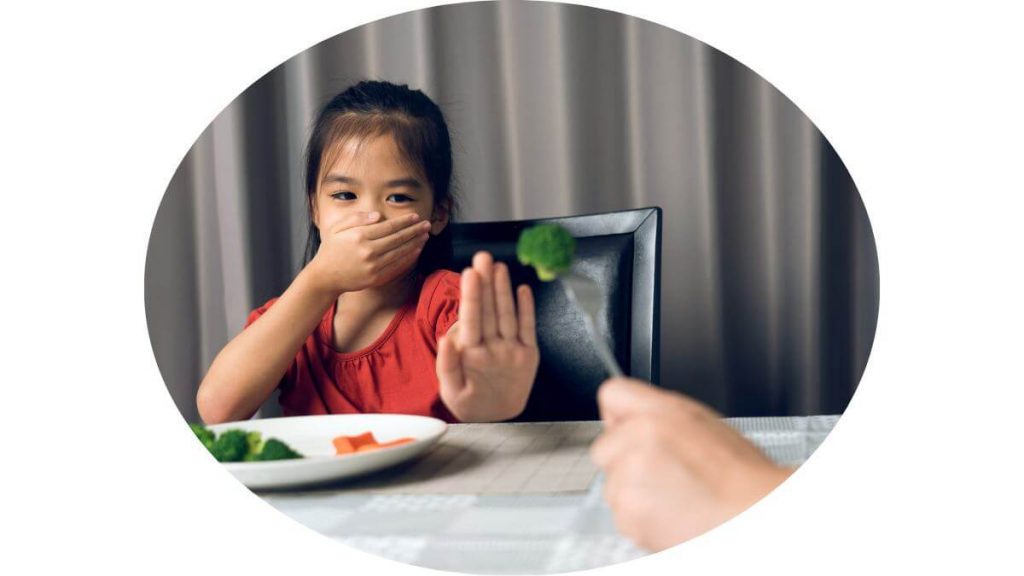 An image of a girl refusing to eat