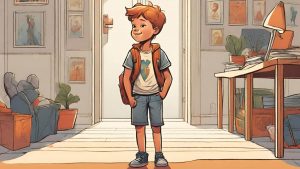 autonomous, successful child standing in his room