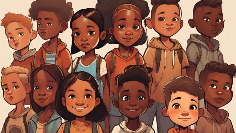 A digital art of different kids