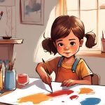 A digital art of a girl painting