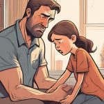 digital art of a father helping his daughter get over her anxiety