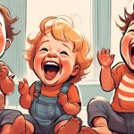 a digital art of toddlers laughing