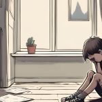 A digital art of a depressed boy