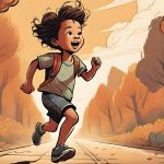 digital art of a boy running