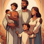 digital art of parents raising their children religious