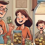 digital art of parents saving money for their children