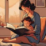 digital art of a mother reading book to her child